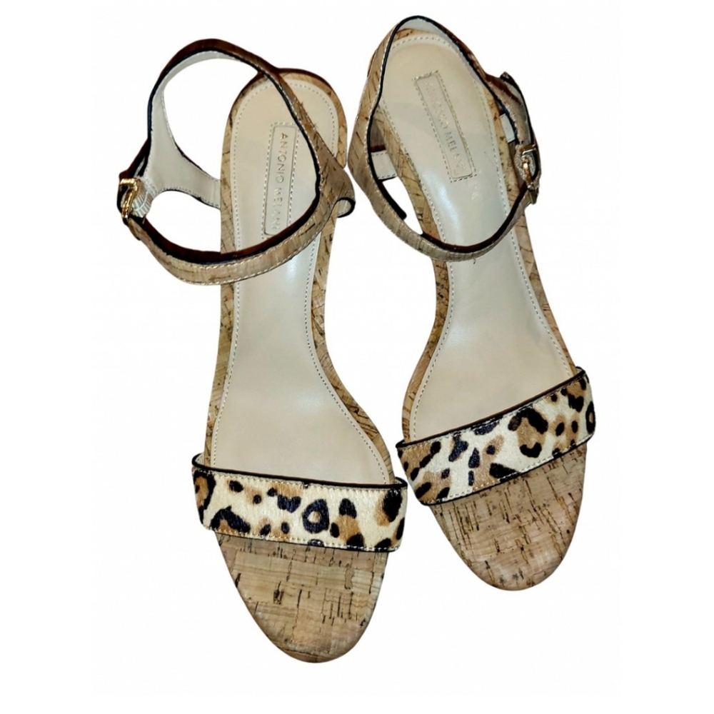 Antonio Melani Calf hair leopard print espadrille sandals